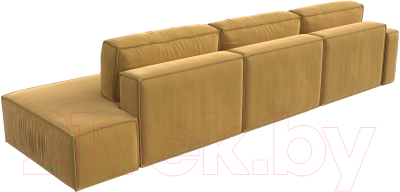 Диван угловой Лига Диванов Прага Модерн Лонг левый (микровельвет желтый)