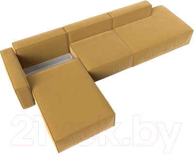 Диван угловой Лига Диванов Прага Модерн Лонг левый (микровельвет желтый)