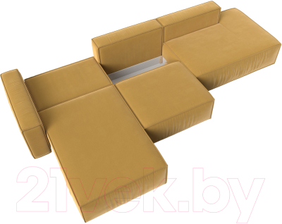 Диван угловой Лига Диванов Прага Модерн Лонг левый (микровельвет желтый)