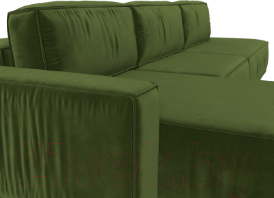 Диван угловой Лига Диванов Прага Модерн Лонг левый (микровельвет зеленый)