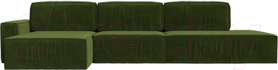 Диван угловой Лига Диванов Прага Модерн Лонг левый (микровельвет зеленый)