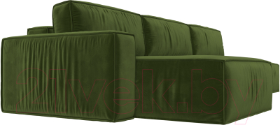 Диван угловой Лига Диванов Прага Модерн Лонг левый (микровельвет зеленый)
