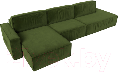 Диван угловой Лига Диванов Прага Модерн Лонг левый (микровельвет зеленый)