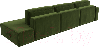 Диван угловой Лига Диванов Прага Модерн Лонг левый (микровельвет зеленый)