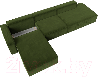 Диван угловой Лига Диванов Прага Модерн Лонг левый (микровельвет зеленый)