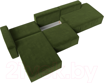 Диван угловой Лига Диванов Прага Модерн Лонг левый (микровельвет зеленый)