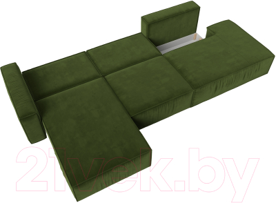 Диван угловой Лига Диванов Прага Модерн Лонг левый (микровельвет зеленый)