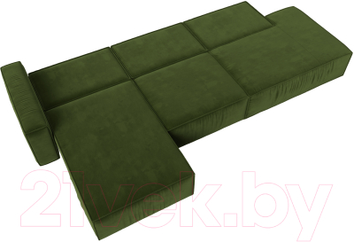 Диван угловой Лига Диванов Прага Модерн Лонг левый (микровельвет зеленый)