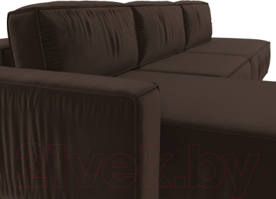 Диван угловой Лига Диванов Прага Модерн Лонг левый (микровельвет коричневый)