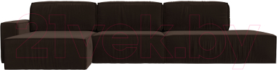 Диван угловой Лига Диванов Прага Модерн Лонг левый (микровельвет коричневый)