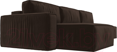 Диван угловой Лига Диванов Прага Модерн Лонг левый (микровельвет коричневый)