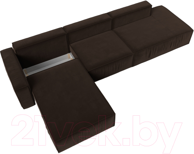 Диван угловой Лига Диванов Прага Модерн Лонг левый (микровельвет коричневый)