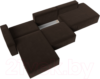 Диван угловой Лига Диванов Прага Модерн Лонг левый (микровельвет коричневый)