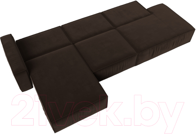 Диван угловой Лига Диванов Прага Модерн Лонг левый (микровельвет коричневый)