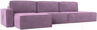 Диван угловой Лига Диванов Прага Модерн Лонг левый (микровельвет сиреневый) - фото