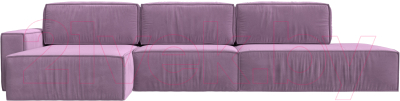 Диван угловой Лига Диванов Прага Модерн Лонг левый (микровельвет сиреневый)