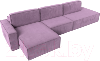 Диван угловой Лига Диванов Прага Модерн Лонг левый (микровельвет сиреневый)