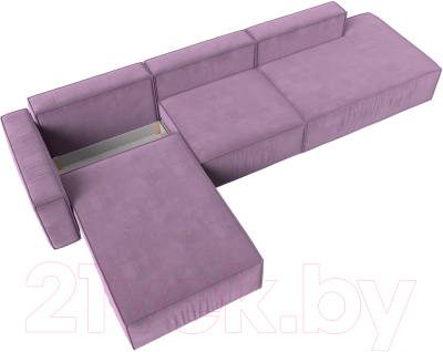 Диван угловой Лига Диванов Прага Модерн Лонг левый (микровельвет сиреневый)