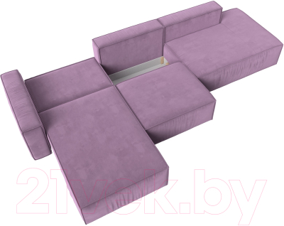 Диван угловой Лига Диванов Прага Модерн Лонг левый (микровельвет сиреневый)