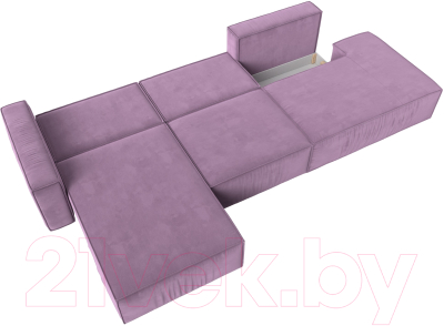 Диван угловой Лига Диванов Прага Модерн Лонг левый (микровельвет сиреневый)