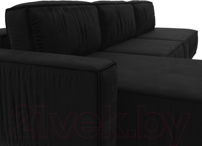Диван угловой Лига Диванов Прага Модерн Лонг левый (микровельвет черный)