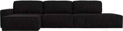 Диван угловой Лига Диванов Прага Модерн Лонг левый (микровельвет черный)