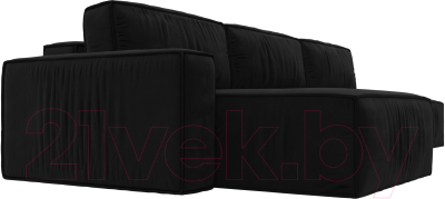 Диван угловой Лига Диванов Прага Модерн Лонг левый (микровельвет черный)