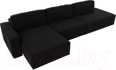 Диван угловой Лига Диванов Прага Модерн Лонг левый (микровельвет черный)