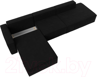 Диван угловой Лига Диванов Прага Модерн Лонг левый (микровельвет черный)