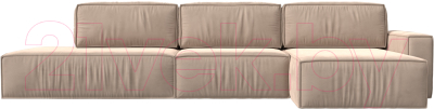 Диван угловой Лига Диванов Прага Модерн Лонг правый (велюр бежевый)