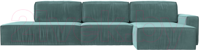 Диван угловой Лига Диванов Прага Модерн Лонг правый (велюр бирюзовый)