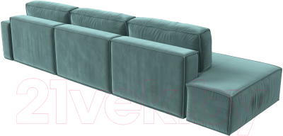 Диван угловой Лига Диванов Прага Модерн Лонг правый (велюр бирюзовый)