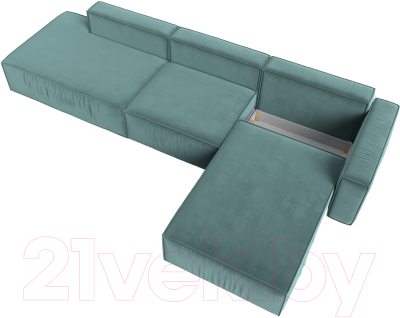 Диван угловой Лига Диванов Прага Модерн Лонг правый (велюр бирюзовый)