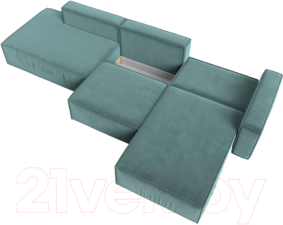 Диван угловой Лига Диванов Прага Модерн Лонг правый (велюр бирюзовый)