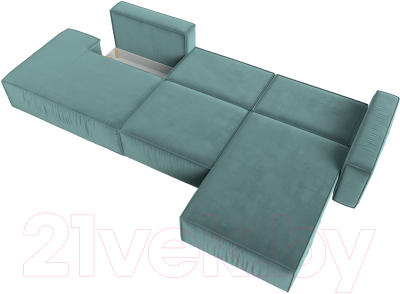 Диван угловой Лига Диванов Прага Модерн Лонг правый (велюр бирюзовый)