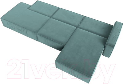 Диван угловой Лига Диванов Прага Модерн Лонг правый (велюр бирюзовый)