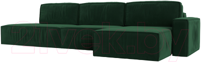 Диван угловой Лига Диванов Прага Модерн Лонг правый (велюр зеленый) - фото