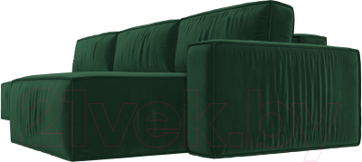 Диван угловой Лига Диванов Прага Модерн Лонг правый (велюр зеленый)