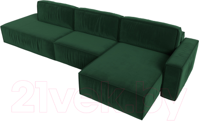 Диван угловой Лига Диванов Прага Модерн Лонг правый (велюр зеленый)