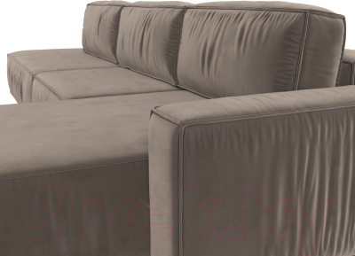 Диван угловой Лига Диванов Прага Модерн Лонг правый (велюр коричневый)