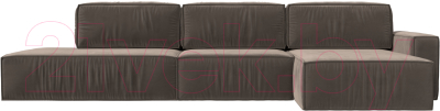 Диван угловой Лига Диванов Прага Модерн Лонг правый (велюр коричневый)