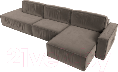 Диван угловой Лига Диванов Прага Модерн Лонг правый (велюр коричневый)