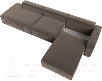 Диван угловой Лига Диванов Прага Модерн Лонг правый (велюр коричневый)