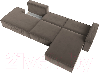 Диван угловой Лига Диванов Прага Модерн Лонг правый (велюр коричневый)
