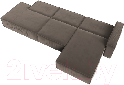 Диван угловой Лига Диванов Прага Модерн Лонг правый (велюр коричневый)