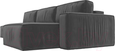 Диван угловой Лига Диванов Прага Модерн Лонг правый (велюр серый)