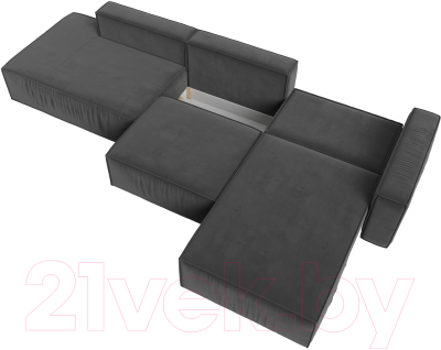 Диван угловой Лига Диванов Прага Модерн Лонг правый (велюр серый)