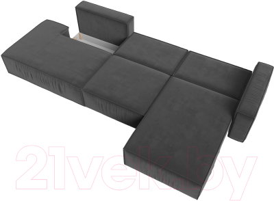 Диван угловой Лига Диванов Прага Модерн Лонг правый (велюр серый)