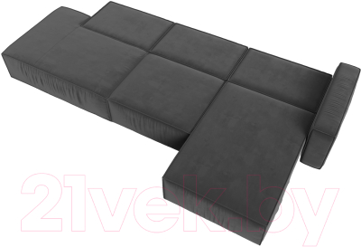 Диван угловой Лига Диванов Прага Модерн Лонг правый (велюр серый)