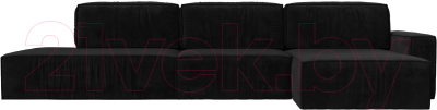 Диван угловой Лига Диванов Прага Модерн Лонг правый (велюр черный)